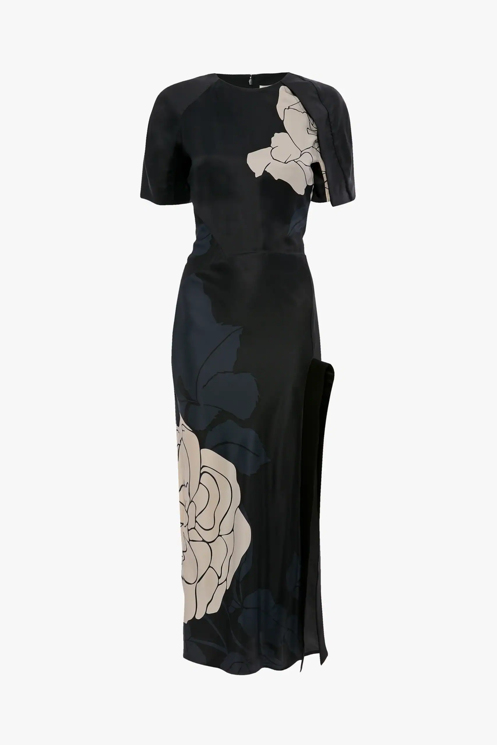 victoria beckham-split-hem-detail-midi-dress-1 Split Hem Detail Midi Dress - Image 1